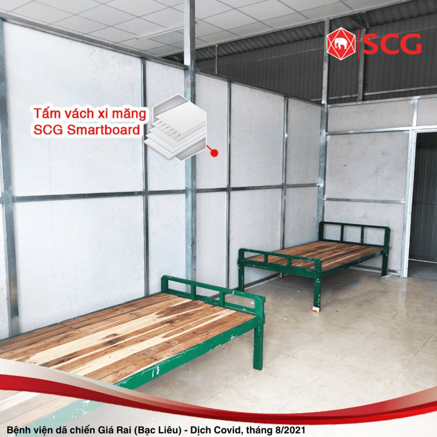 Công trình sử dụng tấm xi măng SCG Smartboard: Bệnh viện dã chiến Giá Rai (Bạc Liêu) - Dịch Covid Tháng 8/2021