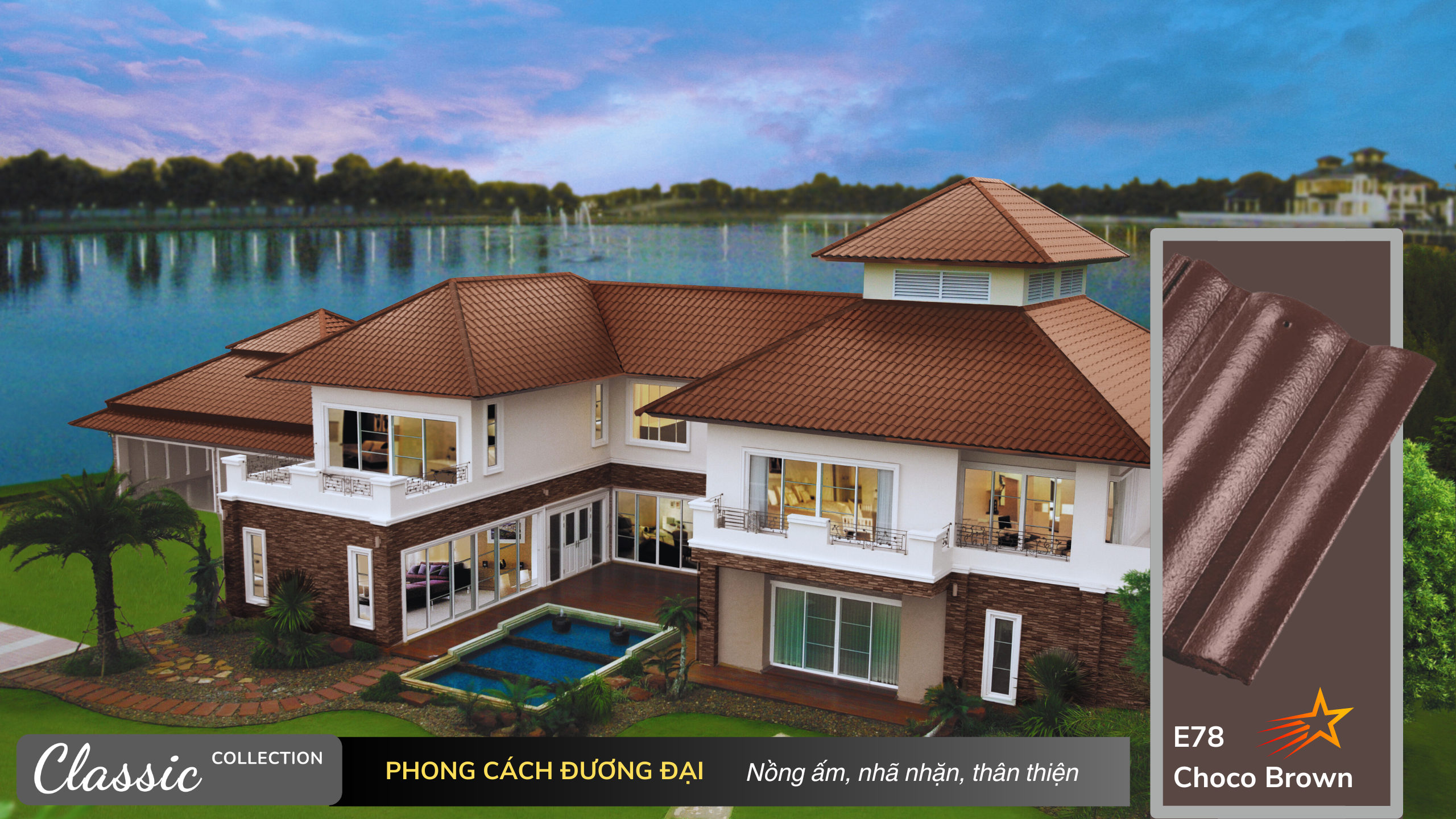 Bộ sưu tập những mẫu nhà đẹp sử dụng Ngói màu SCG Elite 12 Bộ sưu tập những mẫu nhà đẹp sử dụng Ngói màu SCG Elite Elite Classic E078 Choco Brown https://scgvlxd.com/bo-suu-tap-nhung-mau-nha-dep-su-dung-ngoi-mau-scg-elite/