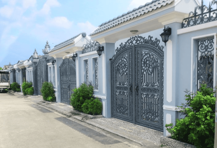 mẫu mái cổng sắt lợp ngói