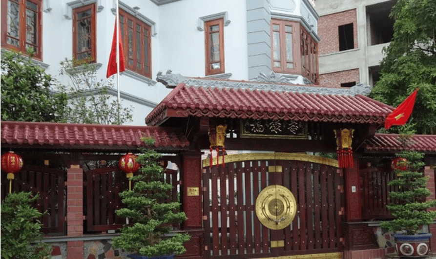 mẫu mái cổng sắt lợp ngói