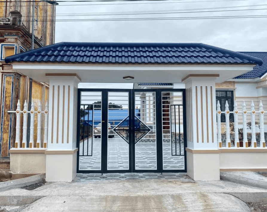 mẫu mái cổng sắt lợp ngói