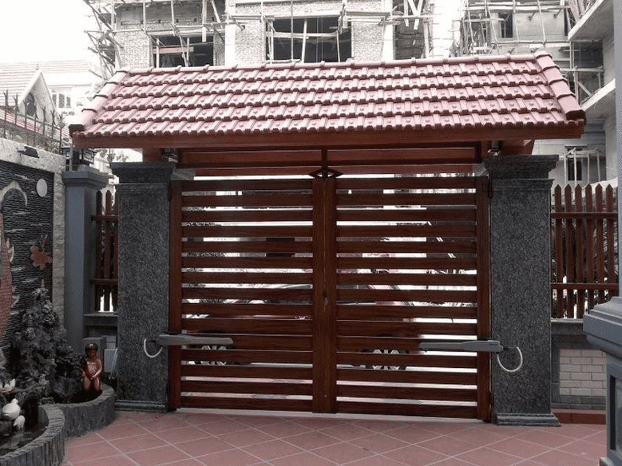 mẫu mái cổng sắt lợp ngói