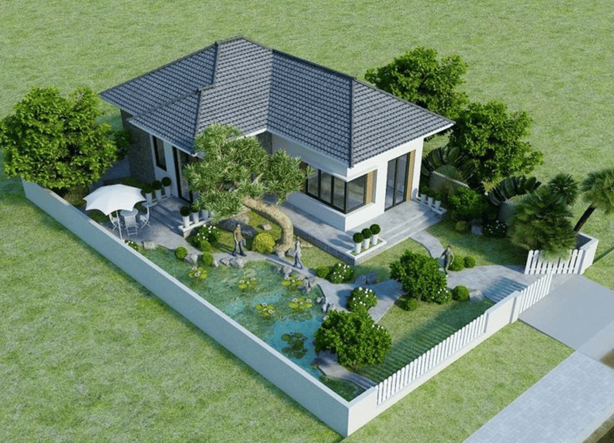 mẫu nhà 5 gian mái ngói