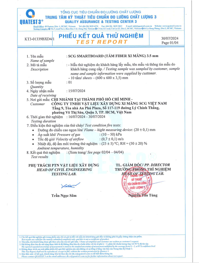 Chứng nhận chống cháy của tấm xi măng