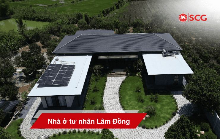 Nhà ở tư nhân Lâm Đồng, nhà mái nhật sử dụng ngói màu SCG dạng phẳng PX11
