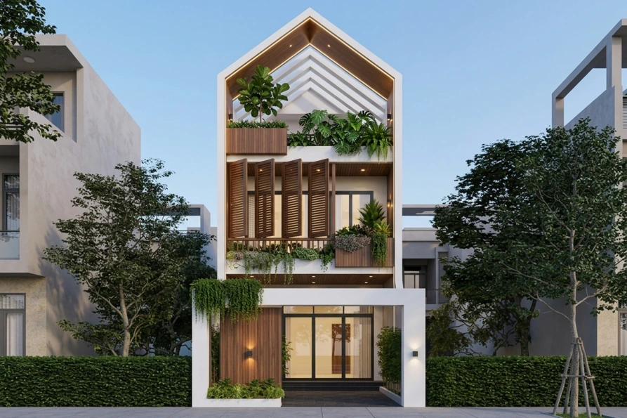 mẫu nhà 2 tầng 1 tum đơn giản