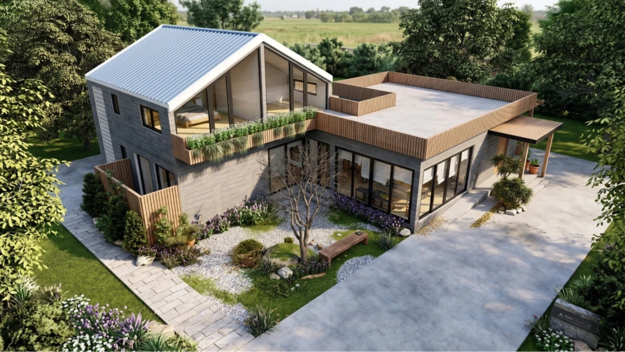 nhà 2 tầng hiện đại đơn giản