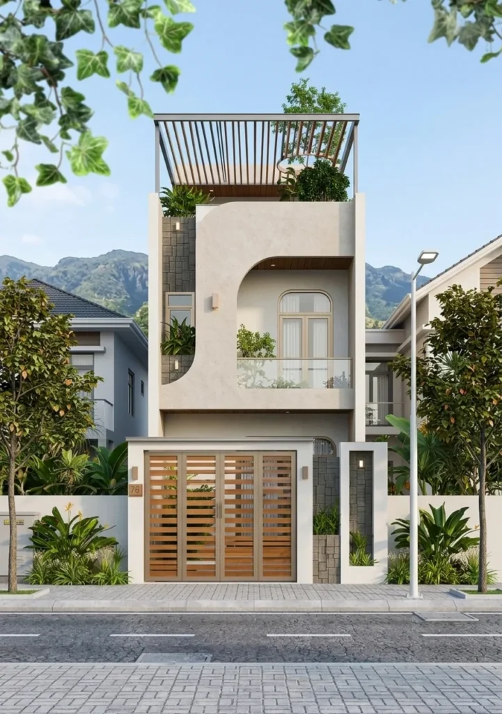 mặt tiền nhà ống 2 tầng đơn giản