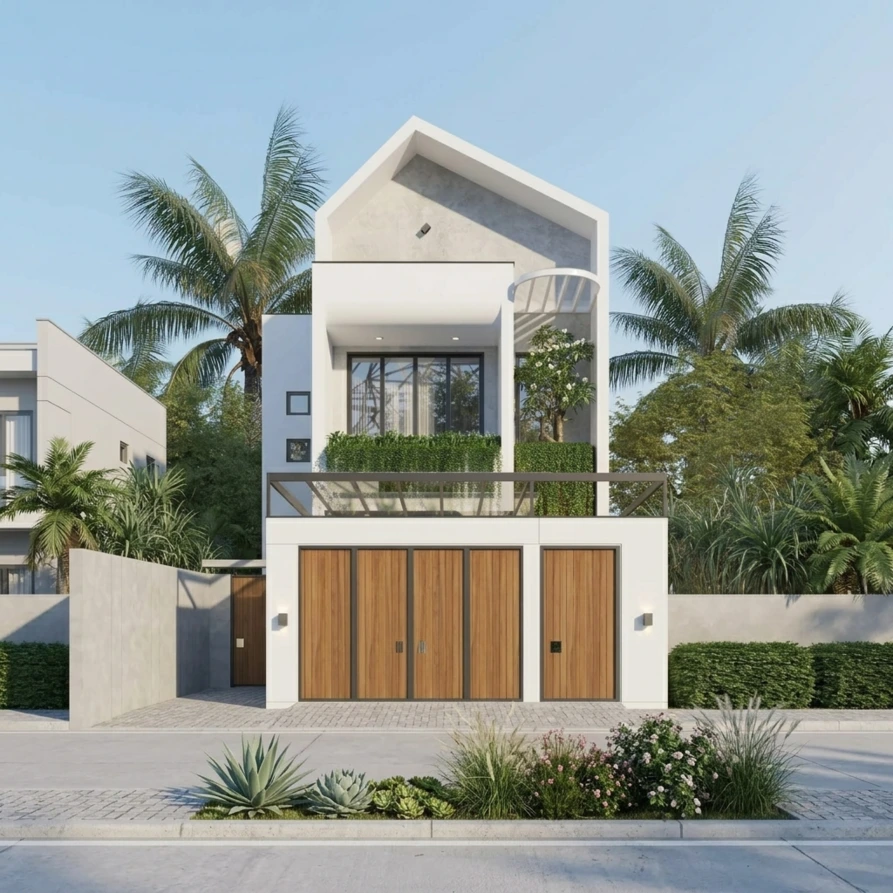 mặt tiền nhà ống 2 tầng đơn giản