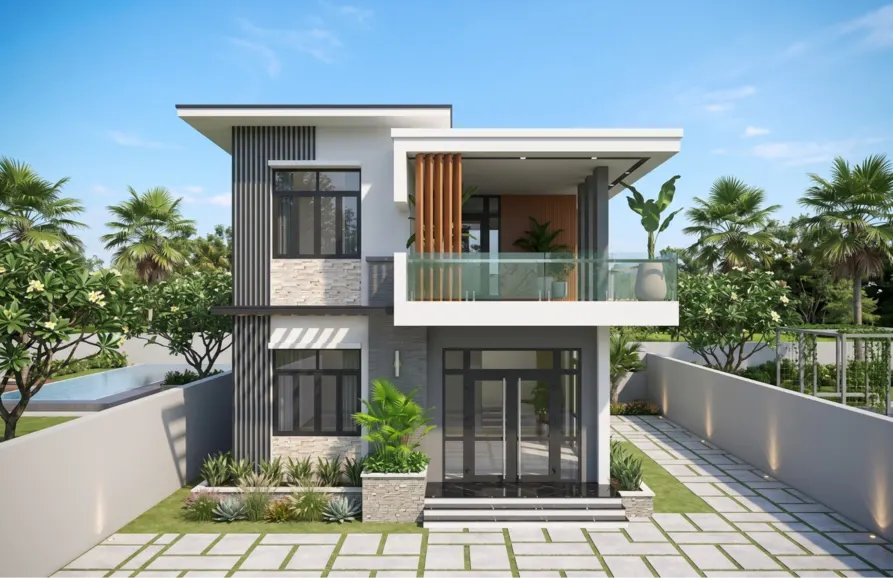 nhà 2 tầng hiện đại đơn giản