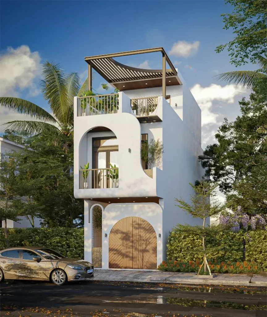 mẫu nhà 2 tầng 1 tum đơn giản