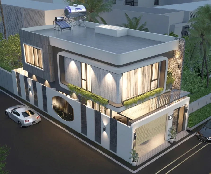 nhà 2 mặt tiền 2 tầng đơn giản
