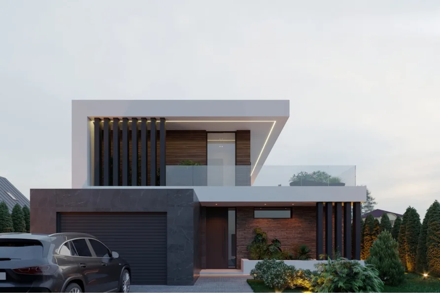 nhà 2 tầng đơn giản hiện đại