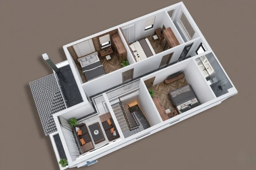 nhà 2 tầng đơn giản hiện đại