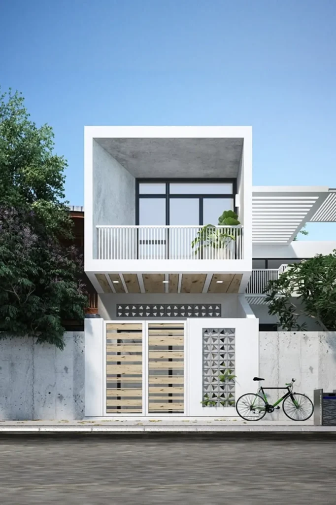 mặt tiền nhà ống 2 tầng đơn giản
