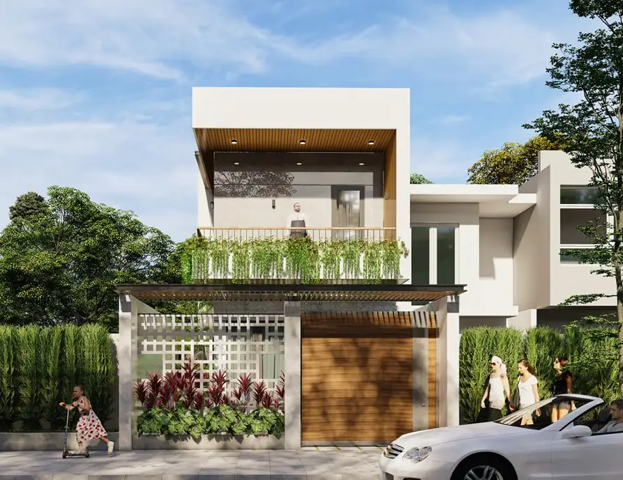 nhà 2 tầng đơn giản hiện đại