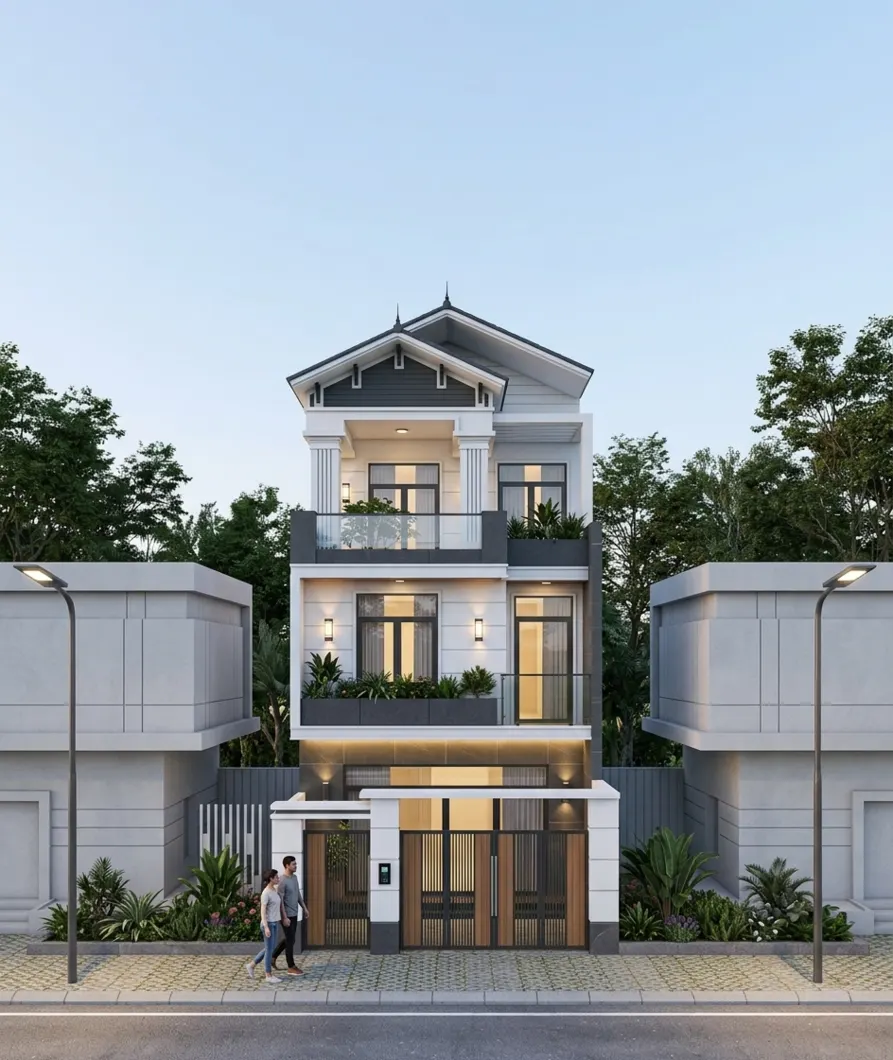 mẫu nhà phố đẹp 3 tầng
