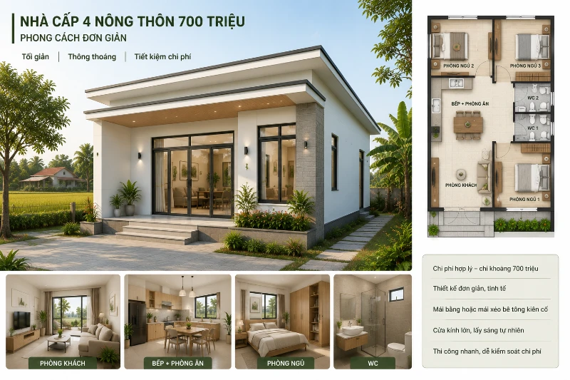Tổng hợp 20+ mẫu nhà cấp 4 nông thôn 700 triệu đẹp, hiện đại 17 Tổng hợp 20+ mẫu nhà cấp 4 nông thôn 700 triệu đẹp, hiện đại mẫu nhà cấp 4 nông thôn 700 triệu