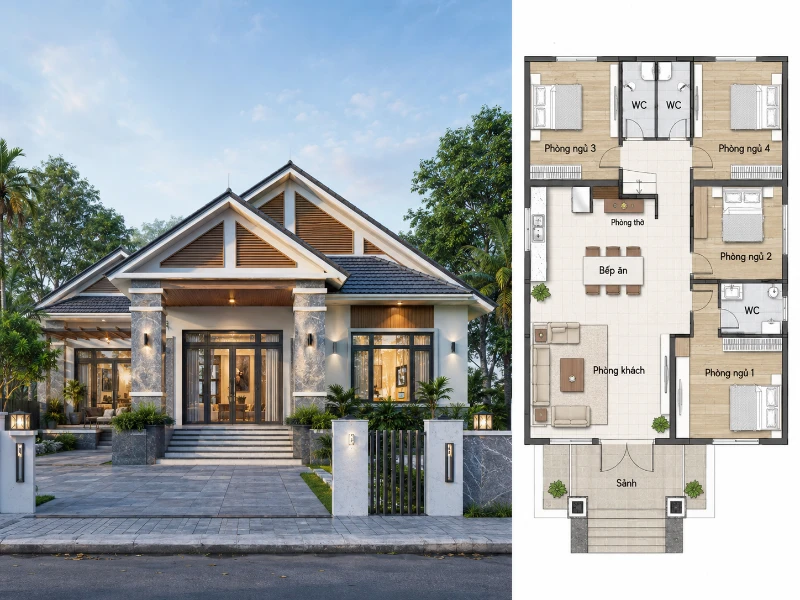 30+ Mẫu Nhà Mái Thái 1 Tầng 4 Phòng Ngủ Đẹp, Hiện Đại 2026 23 30+ Mẫu Nhà Mái Thái 1 Tầng 4 Phòng Ngủ Đẹp, Hiện Đại 2026 nhà mái thái 1 tầng 4 phòng ngủ