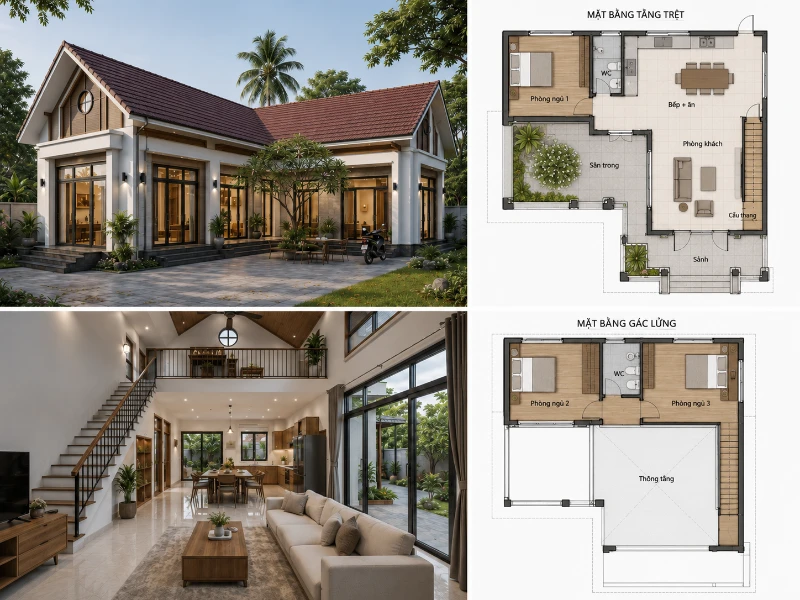 30+ Mẫu Nhà Mái Thái Gác Lửng 3 Phòng Ngủ Đẹp, Tiện Nghi 2026 35 30+ Mẫu Nhà Mái Thái Gác Lửng 3 Phòng Ngủ Đẹp, Tiện Nghi 2026 nhà mái thái gác lửng 3 phòng ngủ