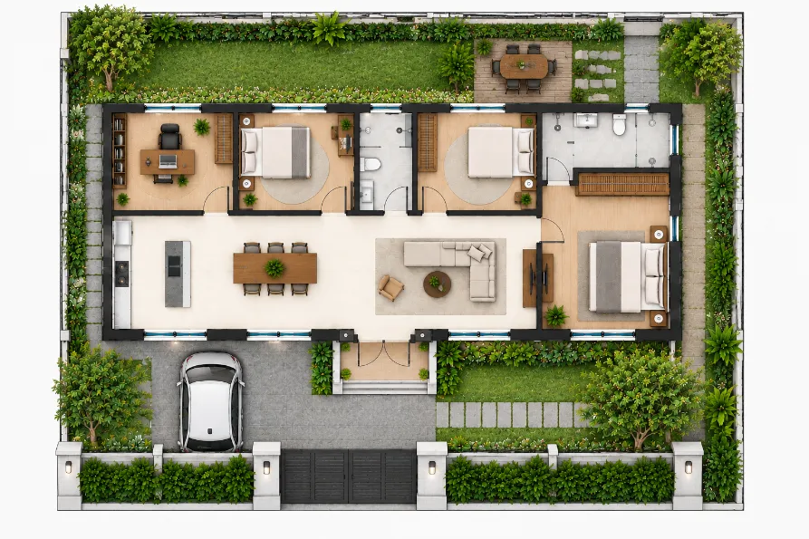 biệt thự nhà vườn 1 tầng