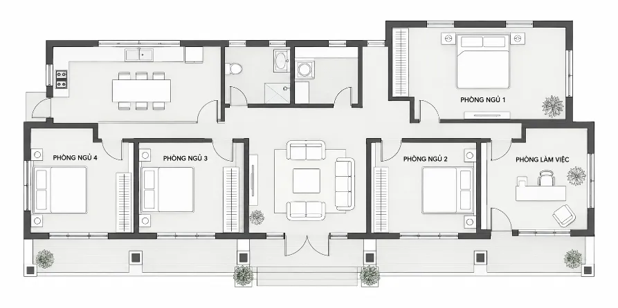 biệt thự nhà vườn 1 tầng
