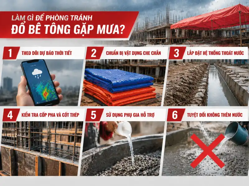 Đổ bê tông tươi gặp trời mưa: Cách xử lý ít thiệt hại nhất 9 Đổ bê tông tươi gặp trời mưa: Cách xử lý ít thiệt hại nhất đổ bê tông tươi gặp trời mưa