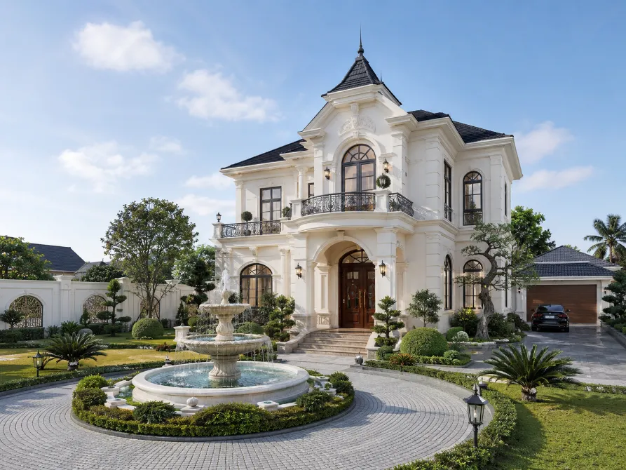 mẫu nhà vườn 2 tầng đẹp ở nông thôn