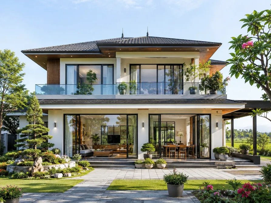 mẫu nhà vườn 2 tầng đẹp ở nông thôn