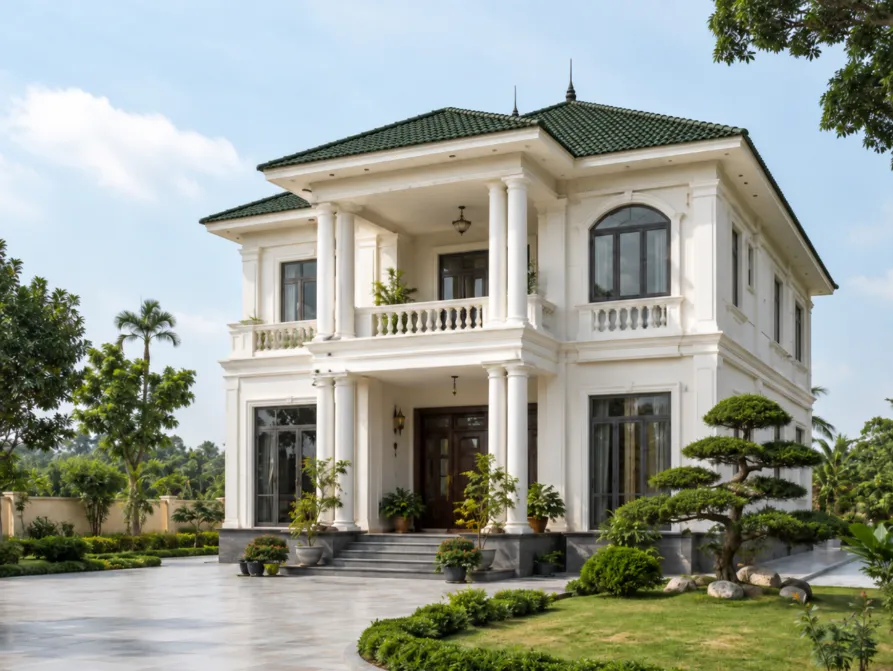 mẫu nhà vườn 2 tầng đẹp ở nông thôn