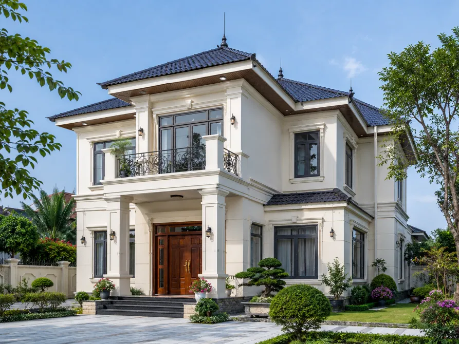 mẫu nhà vườn 2 tầng đẹp ở nông thôn