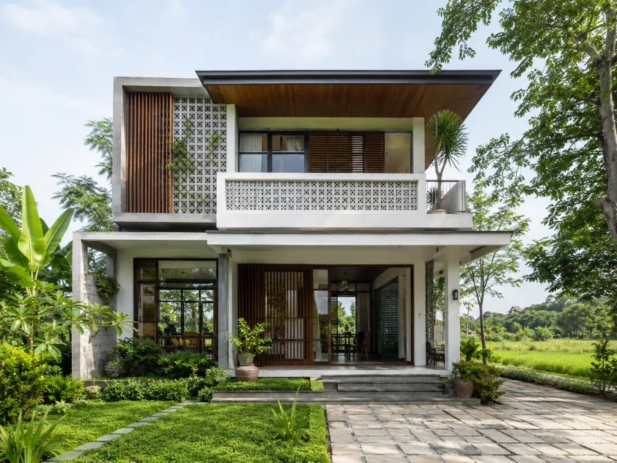mẫu nhà vườn 2 tầng đẹp ở nông thôn
