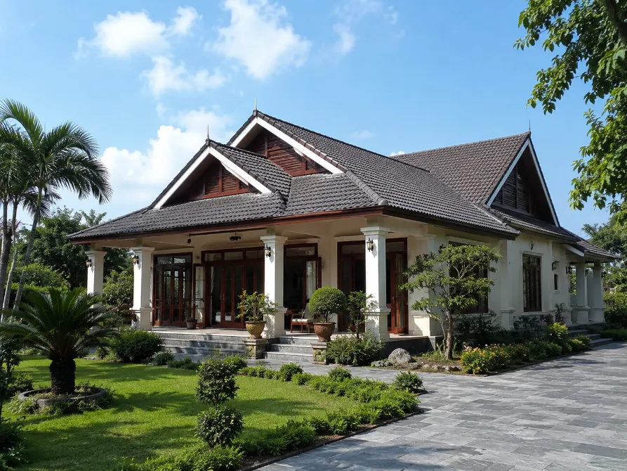 mẫu nhà vườn mái thái