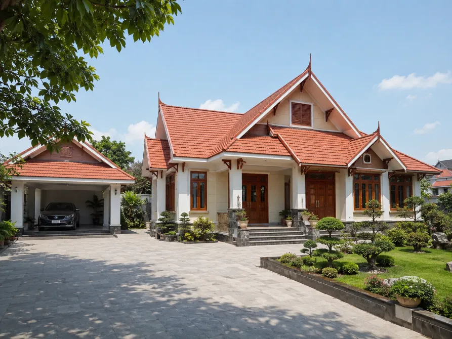 mẫu nhà vườn mái thái