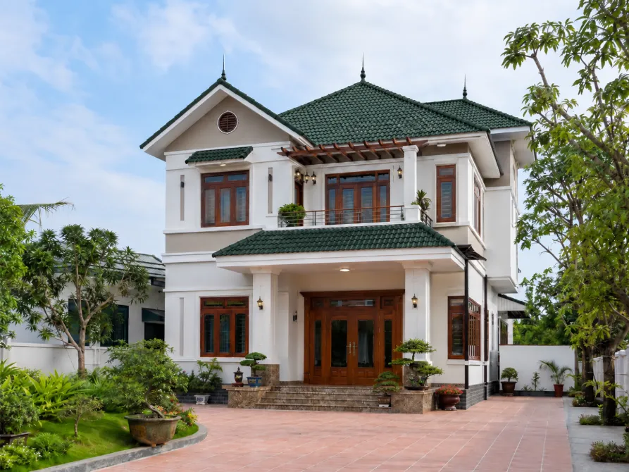 mẫu nhà vườn mái thái