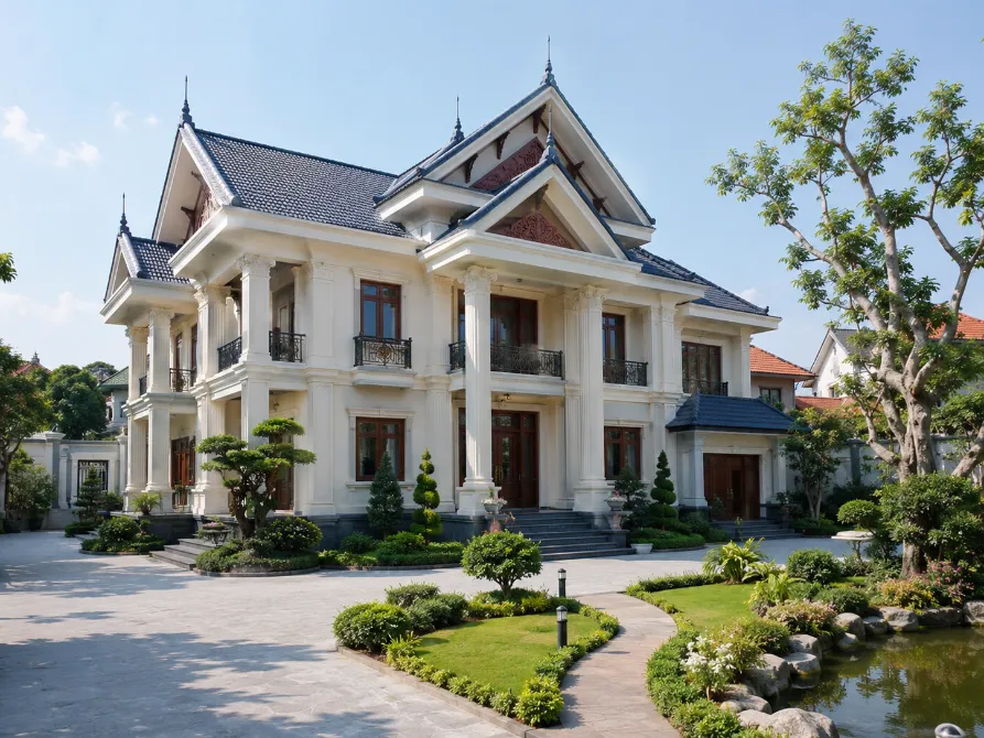 mẫu nhà vườn mái thái