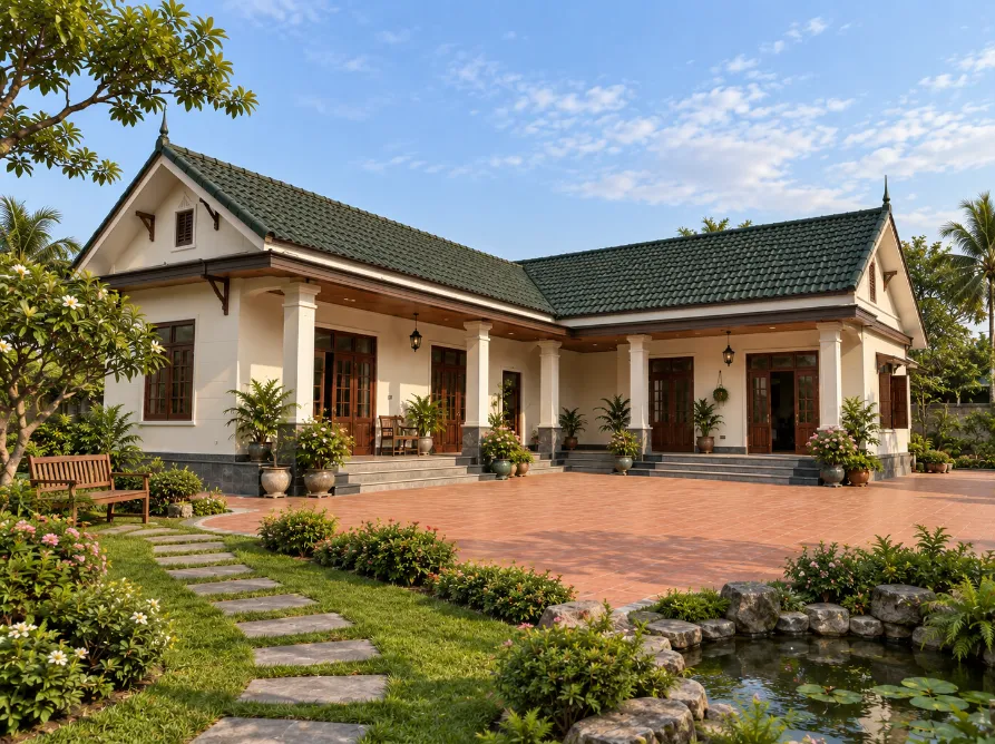 mẫu nhà vườn mái thái