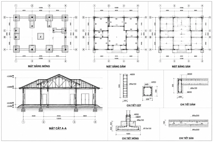 Hướng dẫn cách đọc bản vẽ xây dựng nhà ở đơn giản, chi tiết từ A - Z 16 Hướng dẫn cách đọc bản vẽ xây dựng nhà ở đơn giản, chi tiết từ A - Z bản vẽ kết cấu