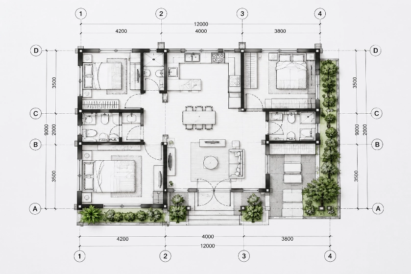 Hướng dẫn cách đọc bản vẽ xây dựng nhà ở đơn giản, chi tiết từ A - Z 13 Hướng dẫn cách đọc bản vẽ xây dựng nhà ở đơn giản, chi tiết từ A - Z bản vẽ mặt bằng