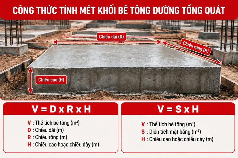 Cách tính khối lượng bê tông sàn, móng, cột, dầm chuẩn 2026 8 Cách tính khối lượng bê tông sàn, móng, cột, dầm chuẩn 2026 cách tính mét khối bê tông