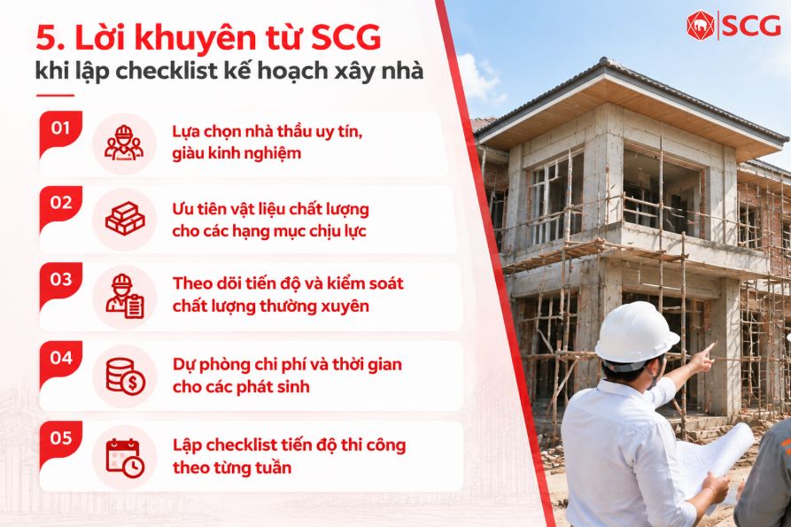 Checklist kế hoạch xây nhà