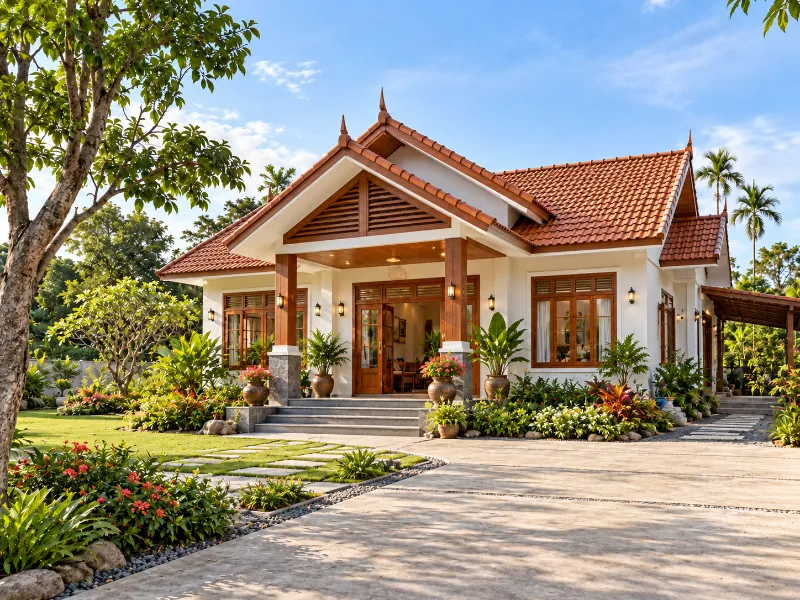 Nhà mái Thái cấp 4 đẹp