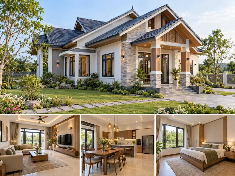 Kiểu nhà mái Thái cấp 4