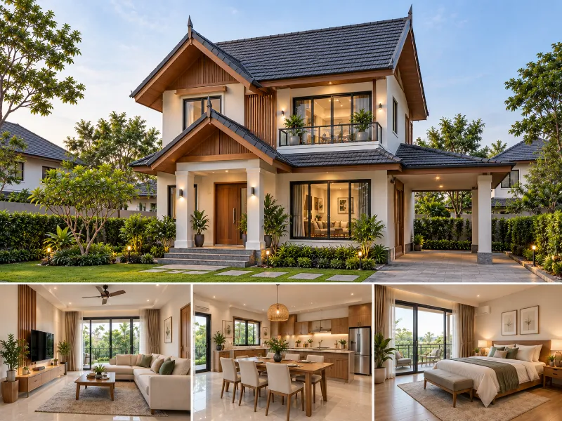 Mẫu nhà mái Thái ở nông thôn