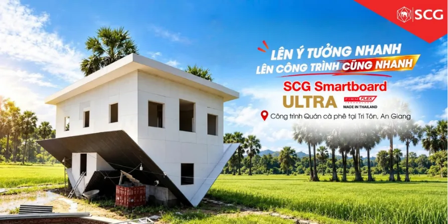 Công trình sử dụng tấm xi măng SCG Smartboard ULTRA: Quán cà phê tại Trí Tôn, An Giang