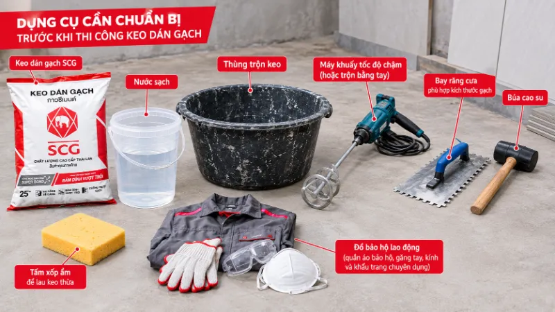 Hướng dẫn thi công keo dán gạch SCG chi tiết, chuẩn kỹ thuật 8 Hướng dẫn thi công keo dán gạch SCG chi tiết, chuẩn kỹ thuật cách thi công keo dán gạch