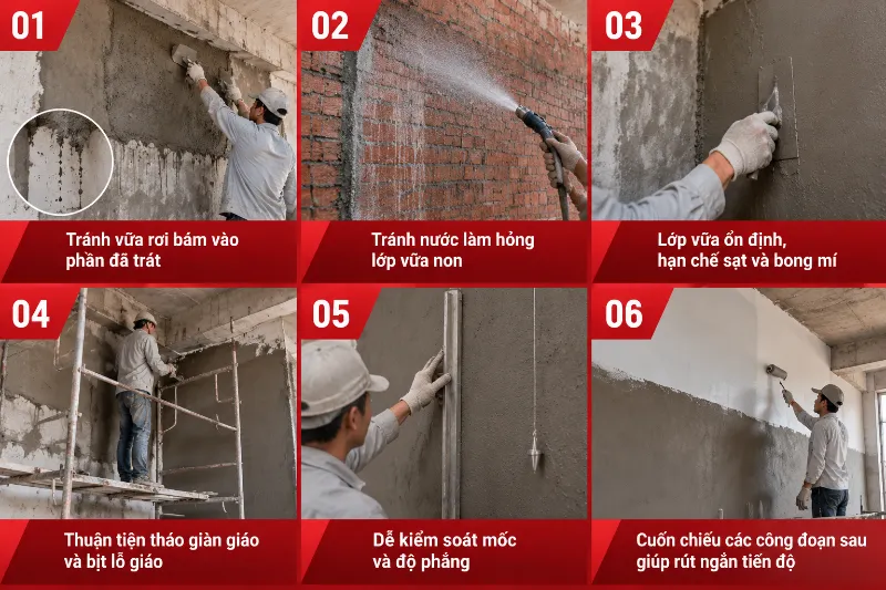 Nên trát tường từ trên xuống hay từ dưới lên? Vì sao? 7 Nên trát tường từ trên xuống hay từ dưới lên? Vì sao? cách trát tường chuẩn
