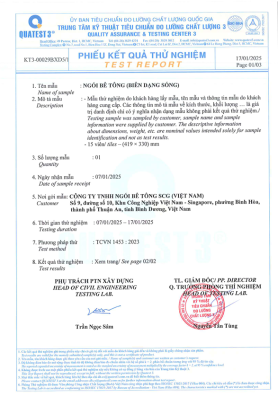 Phiếu Kết Quả Thử Nghiệm Ngói Bê Tông SCG Mới Nhất